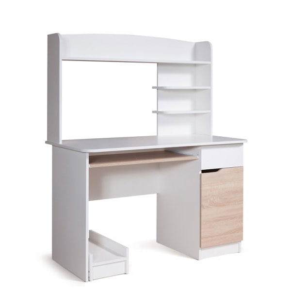 Стол компьютерный Лидер МКД-211 (белый/дуб сонома)