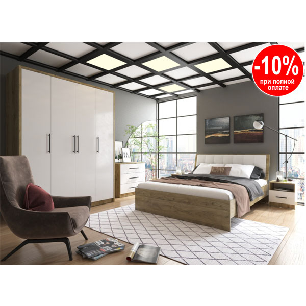 Спальня Престиж (дуб кантри золотой/белый)