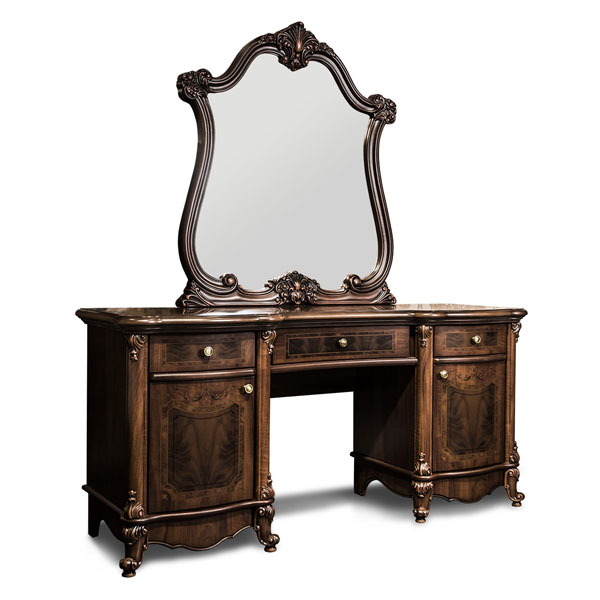 Туалетный стол и пуфик Илона Люкс (орех караваджо)