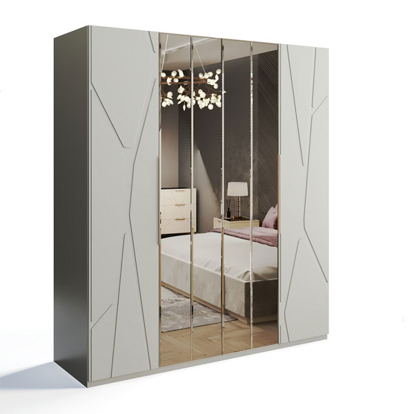 Шкаф 4-х ств Лейла Люкс (ярко серый)