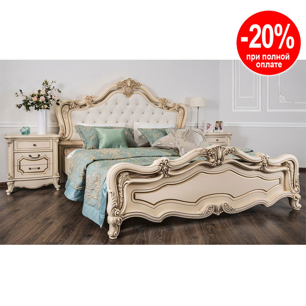 Кровать с мягкой спинкой Мона Лиза Люкс 1,8 (крем) 