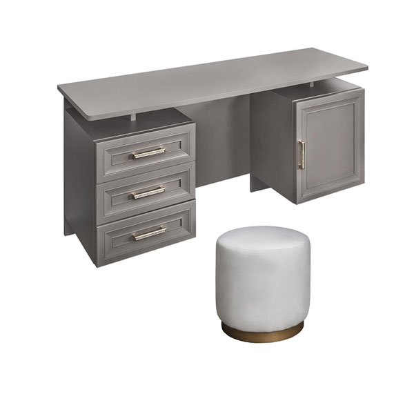 Туалетный стол и пуф Мокко Люкс (серый матовый)