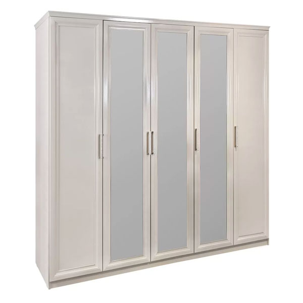 Шкаф 5-ти створчатый Нонна Люкс (бежевый глянец)